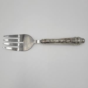 Vintage Kitchen Salad Serving Fork 10" Silver Victorian Decorative Serve Ware
